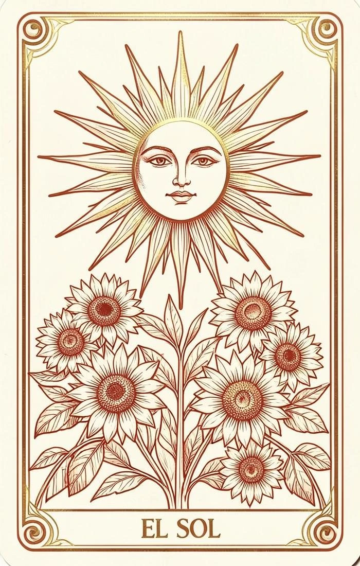 Carta El Sol del mazo Luna Sol Tarot